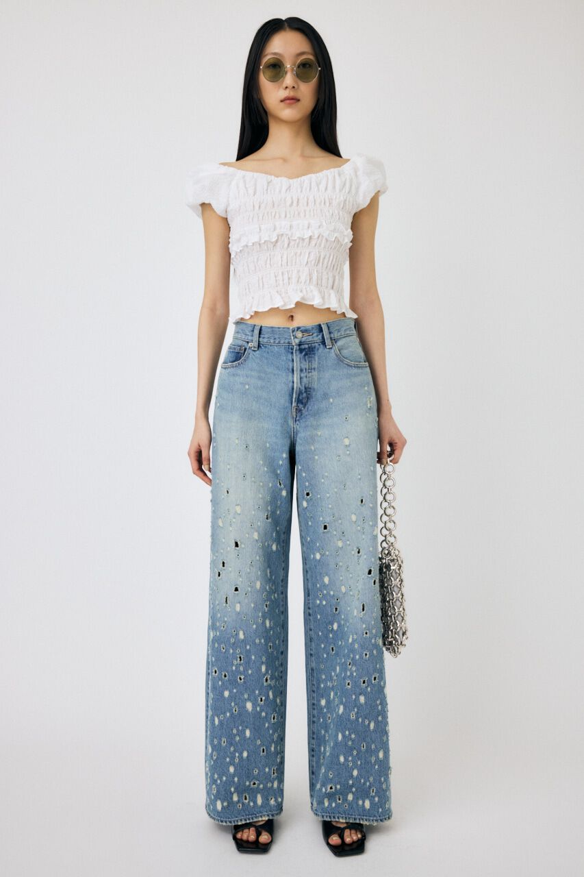 MOUSSY「DESTROYED MIDRISE BAGGY」|デニム|