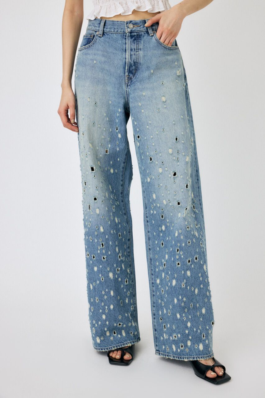 MOUSSY「DESTROYED MIDRISE BAGGY」|デニム|