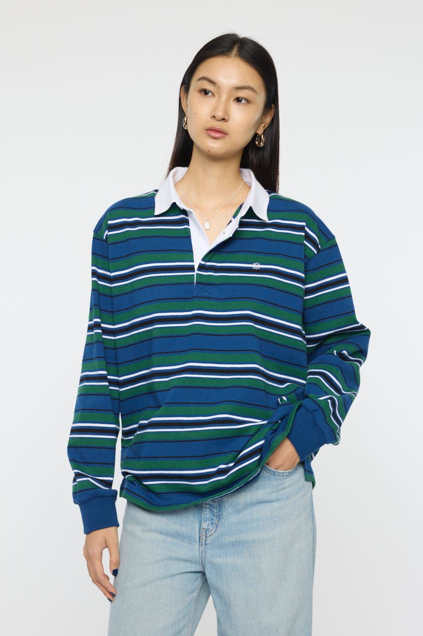 MOUSSY「OVER POLO L/S シャツ」|Tシャツ・カットソー|柄NVY5