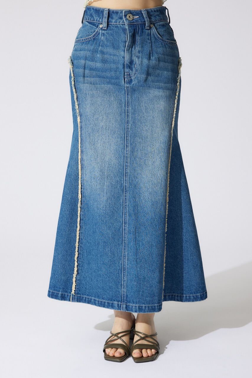 rienda「フリンジマーメイドデニムジャストウエストスカート」|スカート|
