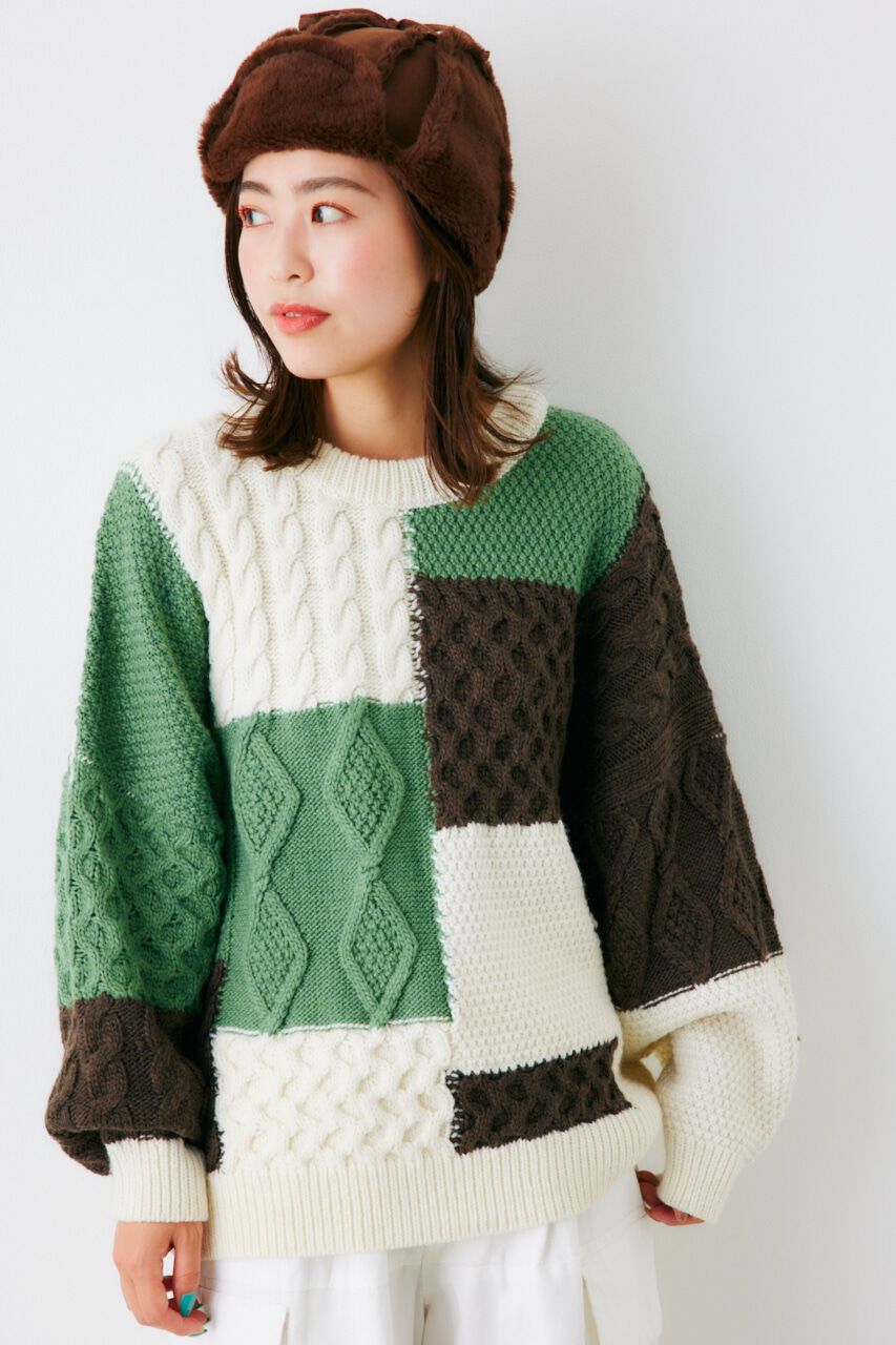 RODEO CROWNS「カスタムケーブルニットトップス」|ニット・セーター|柄WHT5