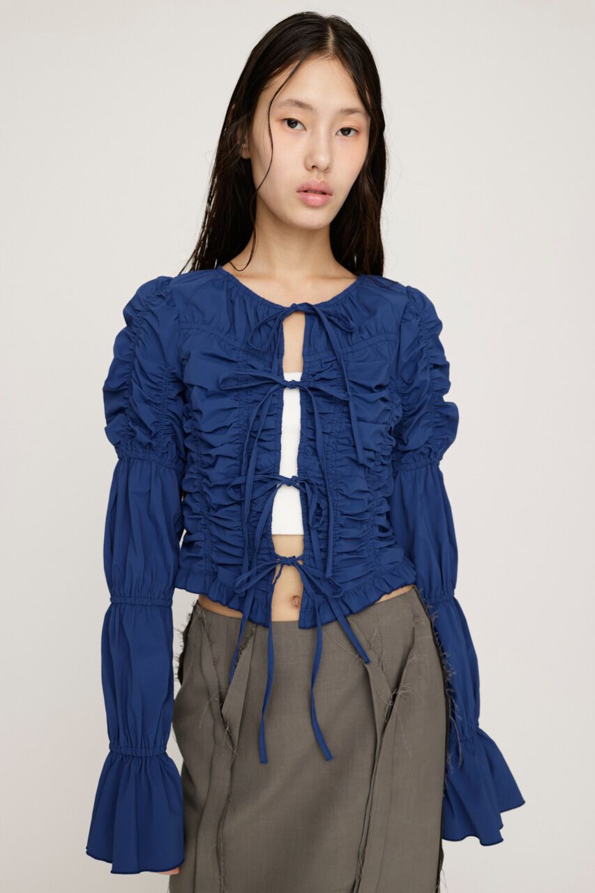 SLY「FRONT RIBBON GATHER ブラウス」|シャツ・ブラウス|BLU