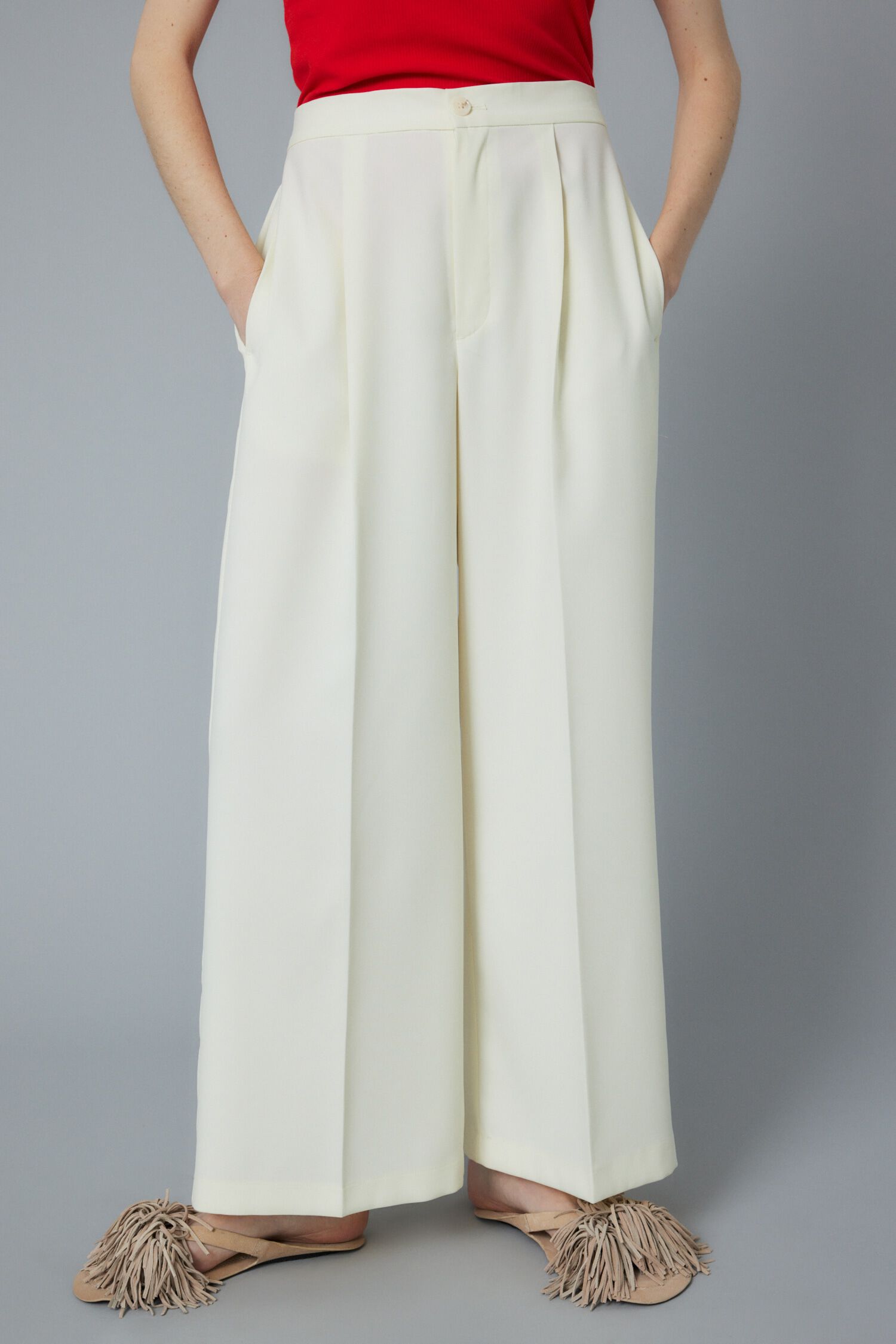 HeRIN.CYE「Center press wide pants」|その他|O/WHT1
