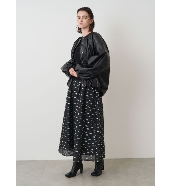 ELENDEEK「FAUX LEATHER TUCK JK」|ノーカラージャケット|