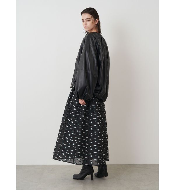 ELENDEEK「FAUX LEATHER TUCK JK」|ノーカラージャケット|