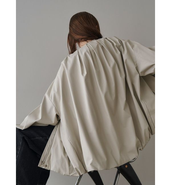 ELENDEEK「FAUX LEATHER TUCK JK」|ノーカラージャケット|