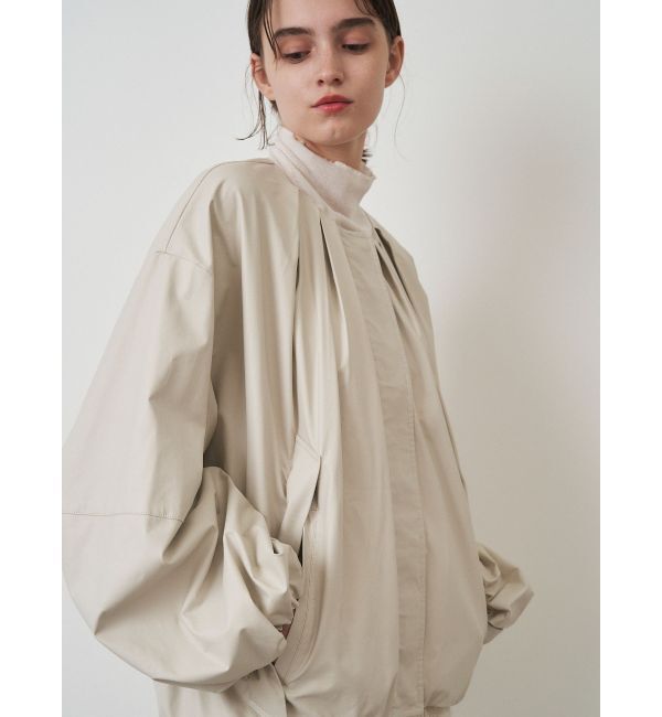 ELENDEEK「FAUX LEATHER TUCK JK」|ノーカラージャケット|