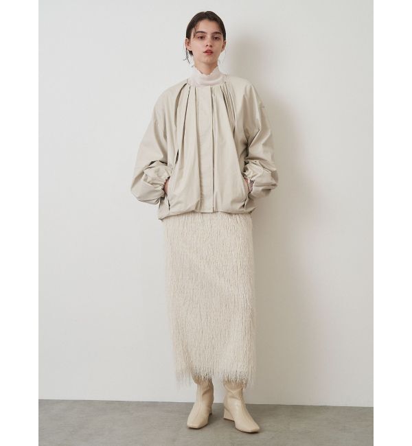 ELENDEEK「FAUX LEATHER TUCK JK」|ノーカラージャケット|