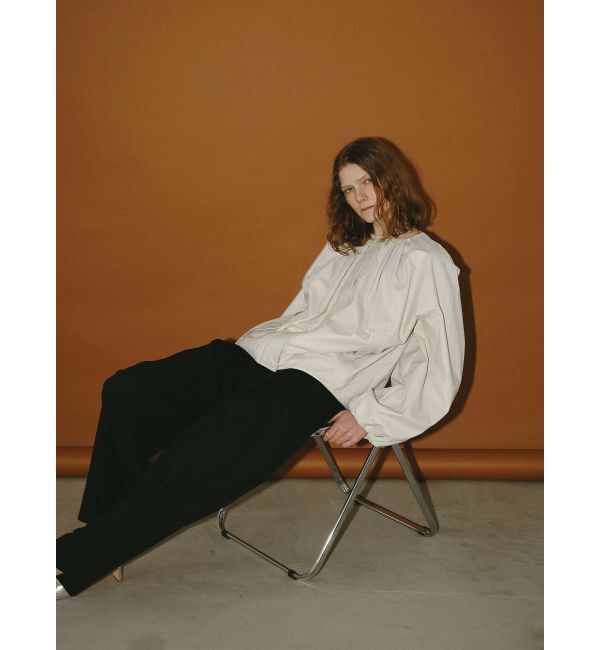 ELENDEEK「FAUX LEATHER TUCK JK」|ノーカラージャケット|