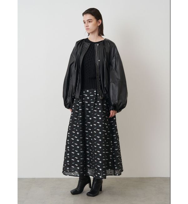 ELENDEEK「FAUX LEATHER TUCK JK」|ノーカラージャケット|