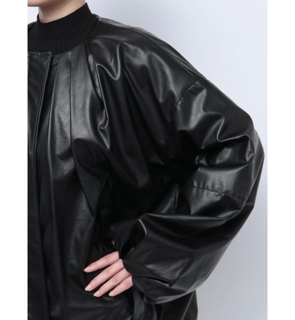 ELENDEEK「FAUX LEATHER TUCK JK」|ノーカラージャケット|