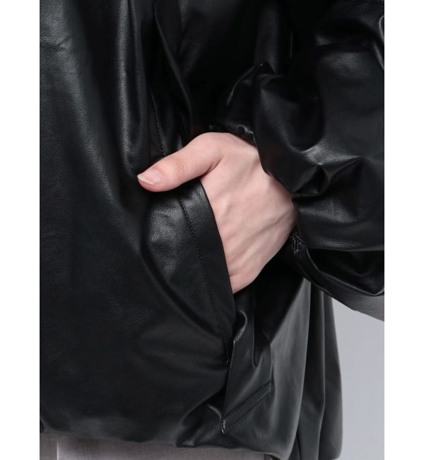 ELENDEEK「FAUX LEATHER TUCK JK」|ノーカラージャケット|