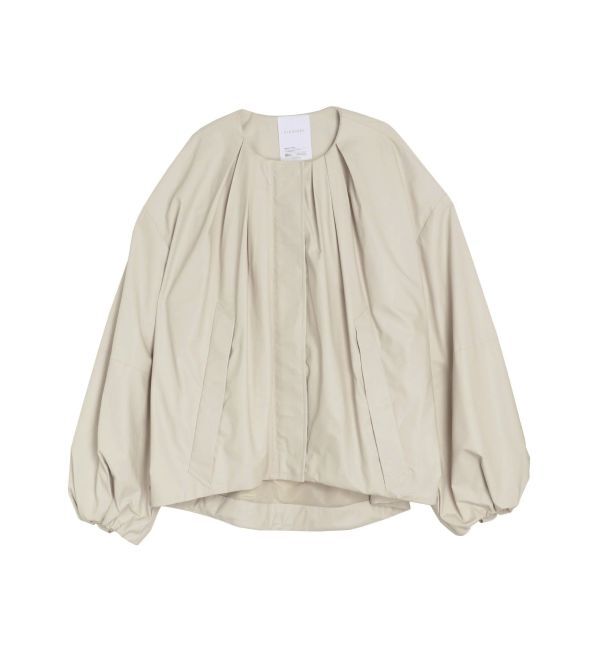 ELENDEEK「FAUX LEATHER TUCK JK」|ノーカラージャケット|