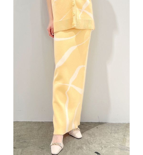 RESEXXY「ニュアンスパターンニットタイトスカート【セットアップ着用可能】」|スカート|イエロー