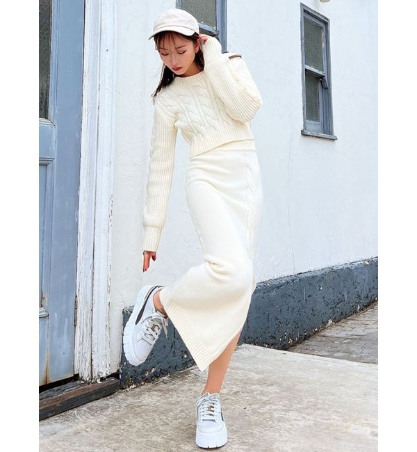 RESEXXY「ケーブルスリットニットスカート【セットアップ着用可能】」|スカート|