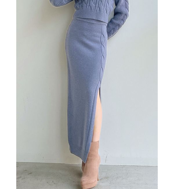 RESEXXY「ケーブルスリットニットスカート【セットアップ着用可能】」|スカート|ブルー
