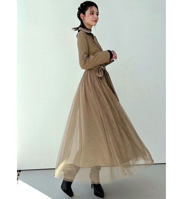 RESEXXY「チュールドッキングロングコート」|トレンチコート|