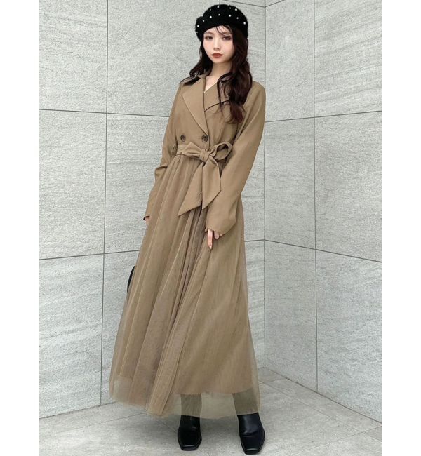 RESEXXY「チュールドッキングロングコート」|トレンチコート|