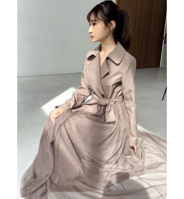 RESEXXY「チュールドッキングロングコート」|トレンチコート|