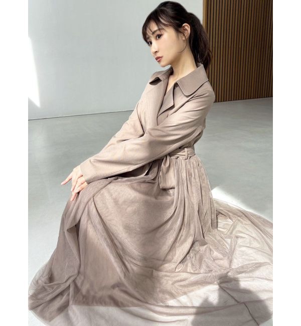 RESEXXY「チュールドッキングロングコート」|トレンチコート|