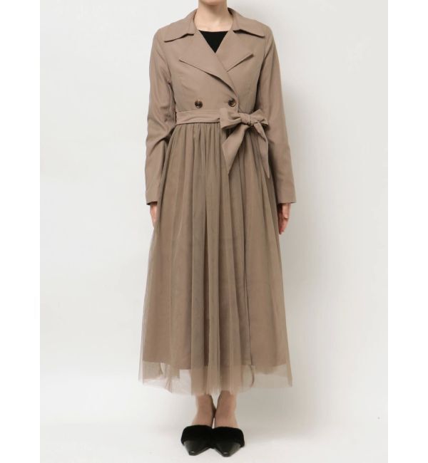 RESEXXY「チュールドッキングロングコート」|トレンチコート|