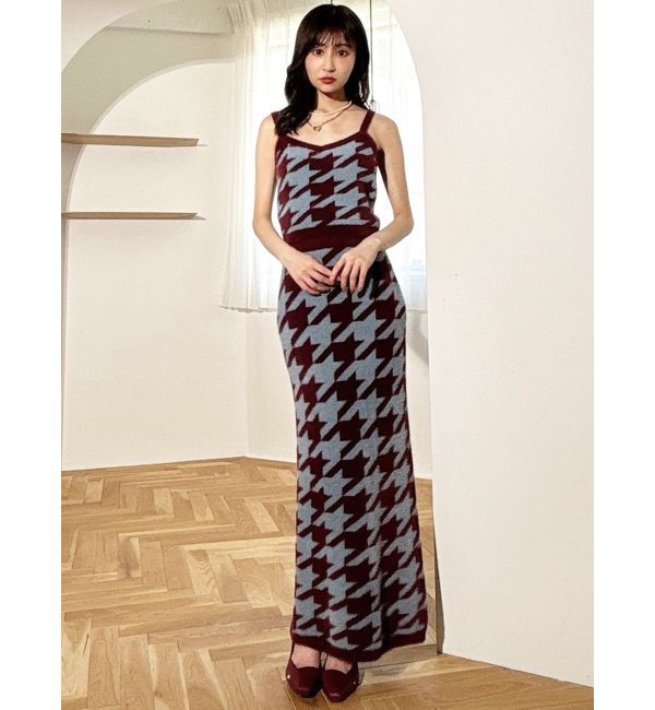 RESEXXY「ハウンドトゥースシャギーニットスカート【セットアップ着用可能】」|スカート|