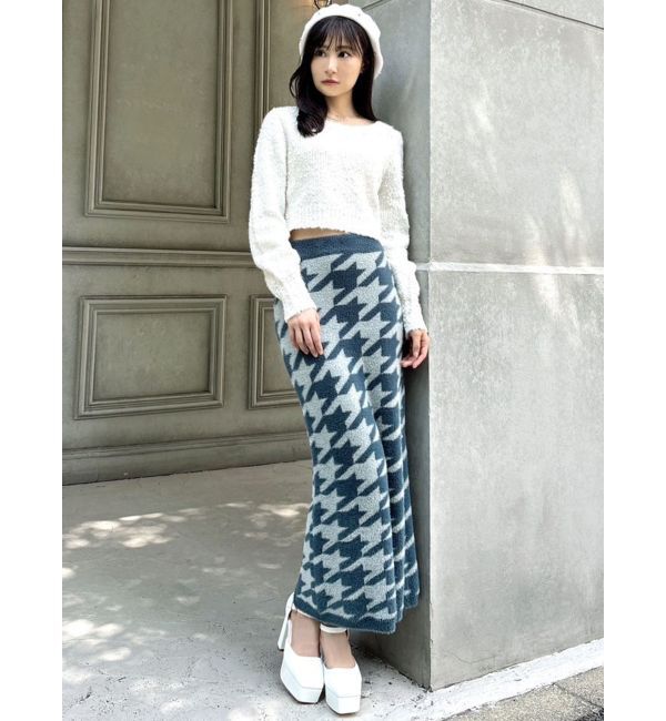 RESEXXY「ハウンドトゥースシャギーニットスカート【セットアップ着用可能】」|スカート|