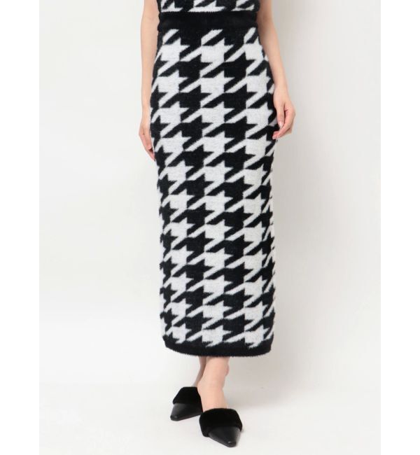RESEXXY「ハウンドトゥースシャギーニットスカート【セットアップ着用可能】」|スカート|