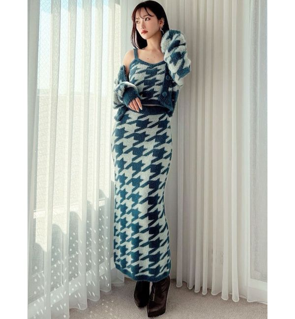 RESEXXY「ハウンドトゥースシャギーニットスカート【セットアップ着用可能】」|スカート|