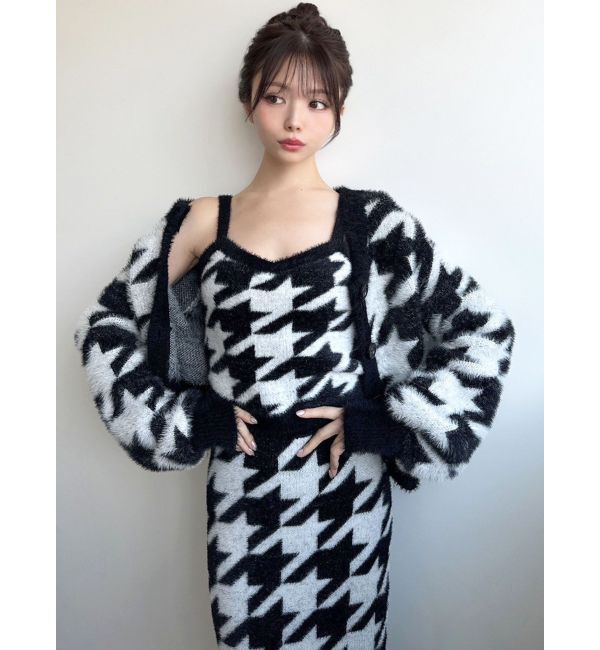 RESEXXY「ハウンドトゥースシャギーニットタンク【セットアップ着用可能】」|タンクトップ|