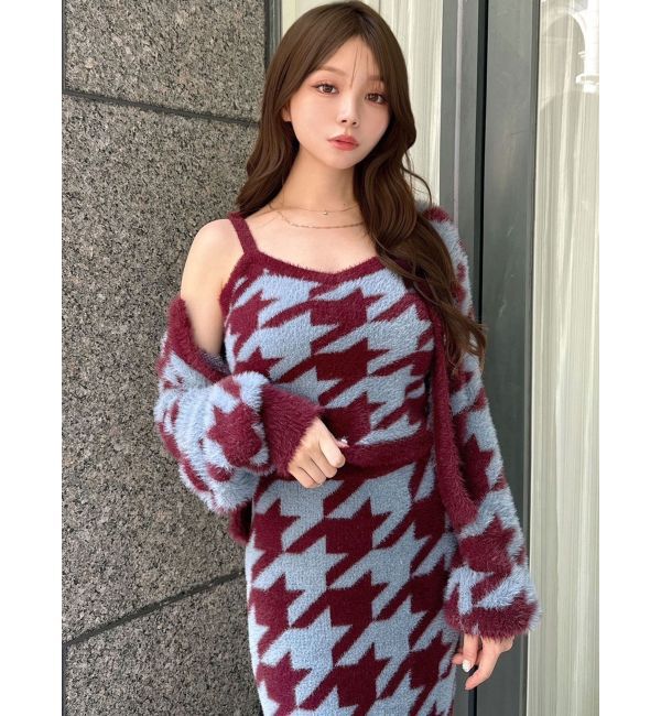 RESEXXY「ハウンドトゥースシャギーニットタンク【セットアップ着用可能】」|タンクトップ|