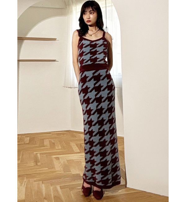 RESEXXY「ハウンドトゥースシャギーニットタンク【セットアップ着用可能】」|タンクトップ|