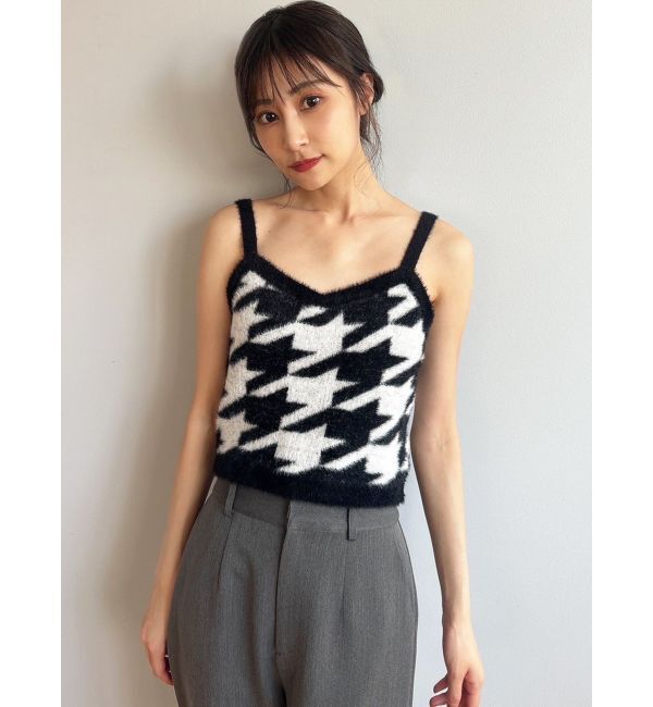RESEXXY「ハウンドトゥースシャギーニットタンク【セットアップ着用可能】」|タンクトップ|