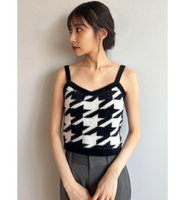 RESEXXY「ハウンドトゥースシャギーニットタンク【セットアップ着用可能】」|タンクトップ|