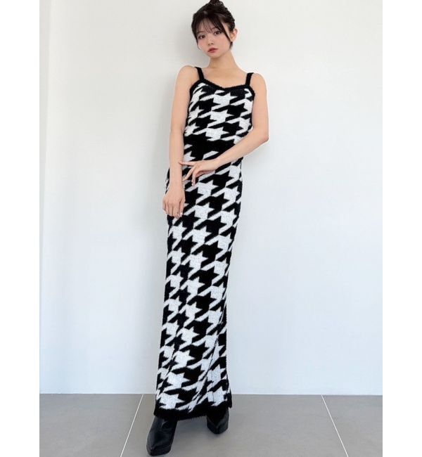 RESEXXY「ハウンドトゥースシャギーニットタンク【セットアップ着用可能】」|タンクトップ|