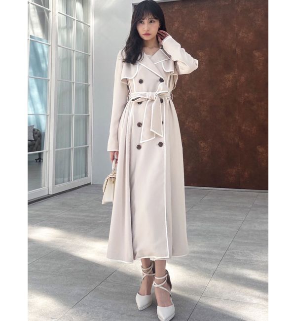 RESEXXY「パイピングデザインロングコート」|トレンチコート|