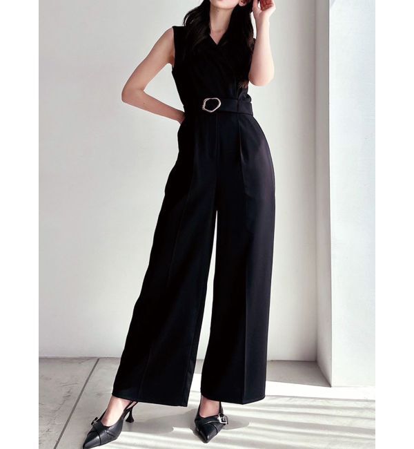 RESEXXY「テーラーワイドコンビネゾン」|オールインワン|ブラック