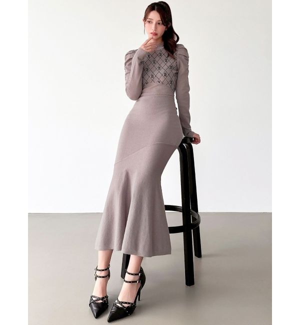 RESEXXY「チェックジャガードマーメイドニットワンピース」|ワンピース|