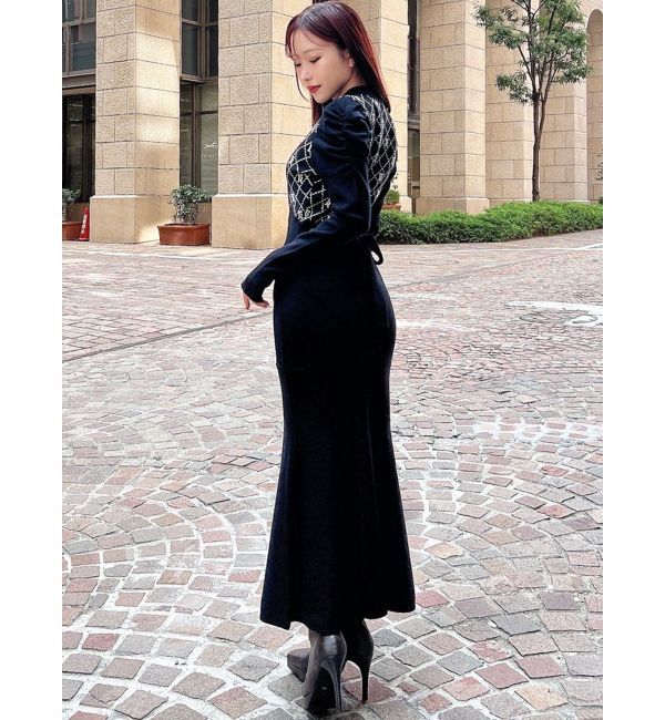 RESEXXY「チェックジャガードマーメイドニットワンピース」|ワンピース|