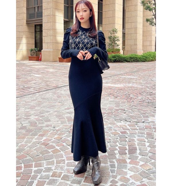 RESEXXY「チェックジャガードマーメイドニットワンピース」|ワンピース|