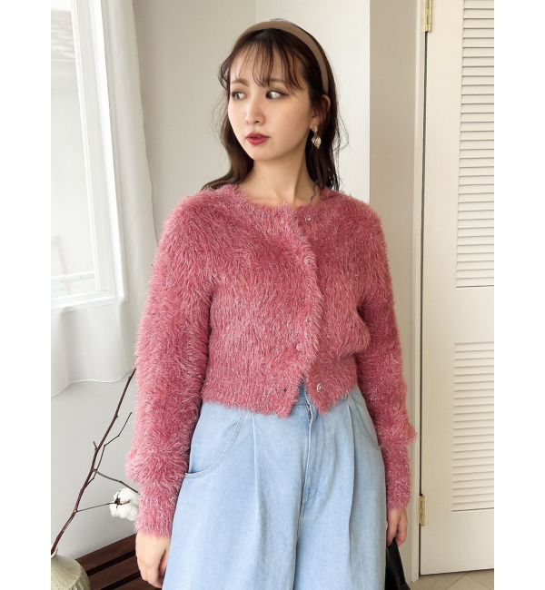 dazzlin「ハミングラメシャギーカーデニット」|カーディガン|