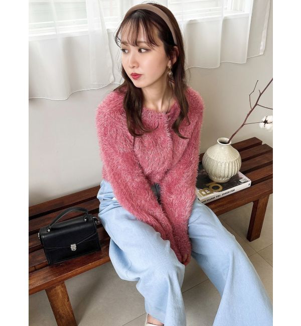 dazzlin「ハミングラメシャギーカーデニット」|カーディガン|