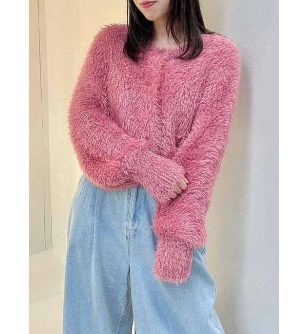 dazzlin「ハミングラメシャギーカーデニット」|カーディガン|