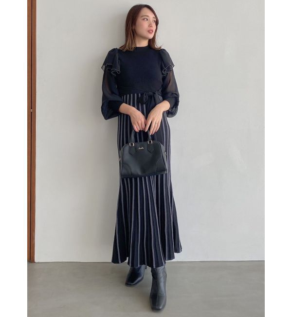 dazzlin「バイカラープリーツニットワンピース」|ワンピース|