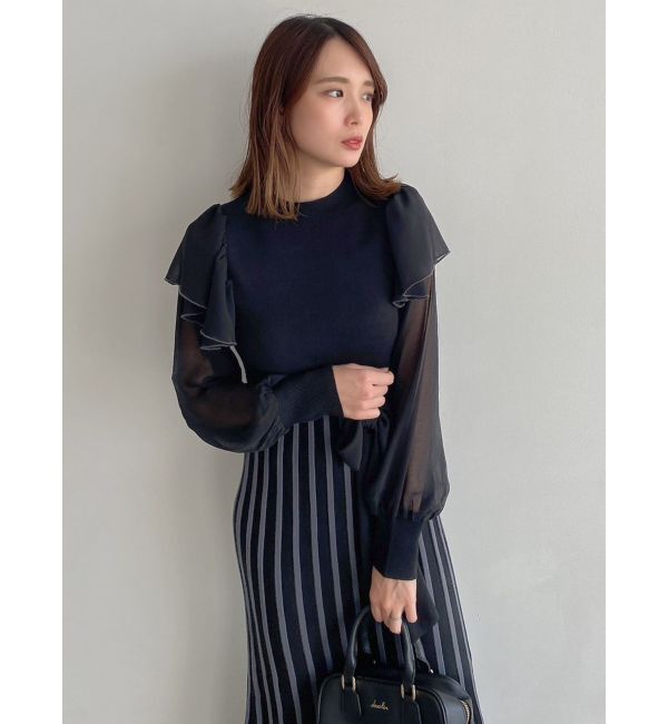 dazzlin「バイカラープリーツニットワンピース」|ワンピース|