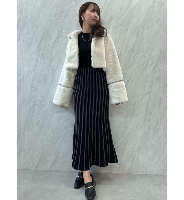 dazzlin「バイカラープリーツニットワンピース」|ワンピース|