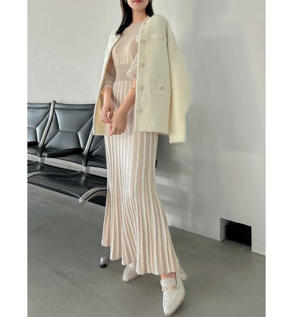 dazzlin「バイカラープリーツニットワンピース」|ワンピース|