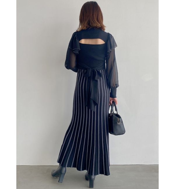 dazzlin「バイカラープリーツニットワンピース」|ワンピース|