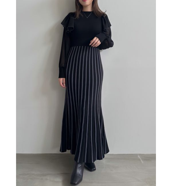 dazzlin「バイカラープリーツニットワンピース」|ワンピース|