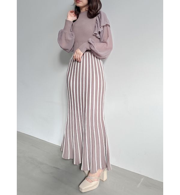 dazzlin「バイカラープリーツニットワンピース」|ワンピース|